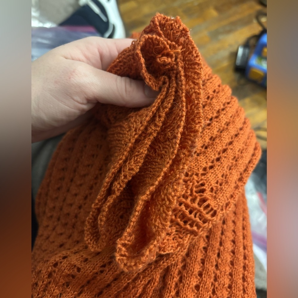 Cozy Boho Knit Scoop Neck Sweater in Orange - Picture 11 of 11